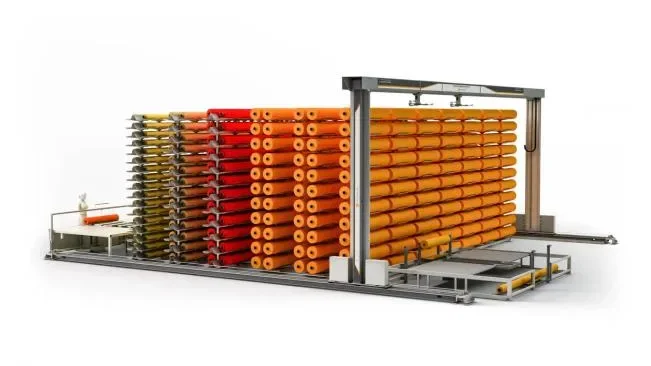 Jentschmann RLS Rack-Storage-System — Stockage automatique des rouleaux de tissu
